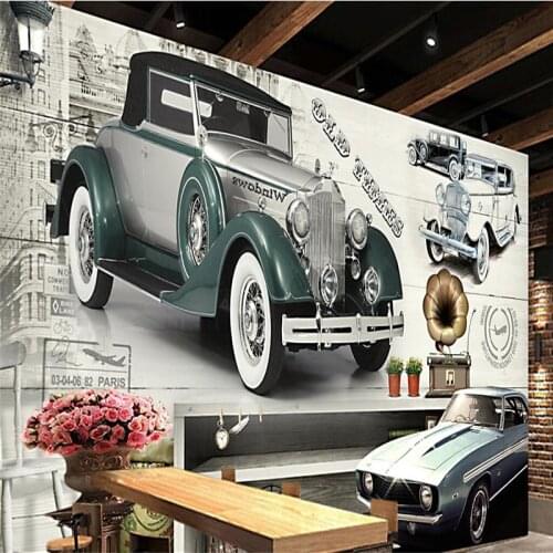 Beibehang Wallpaper Mural Wall Sticker Retro European Style Retro Classic Car Backdrop wall paper for walls 3 d