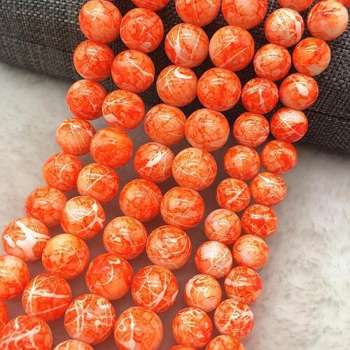 Wholesale 4/6/8/10mm Glass Beads Round Loose Spacer Beads Pattern For Jewelry Making DIY Bracelet Necklace #34