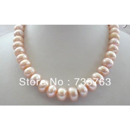 HOT stunning BIG 10-11mm baroque PINK freshwater cultured pearl necklace 17"