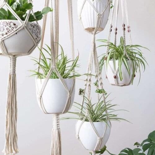 Macrame Plant Hanger Basket Hanging Plant Holder With Hook Handcraft Hanging Flower Pot Hanger Boho Garden Indoor Wall Hanging
