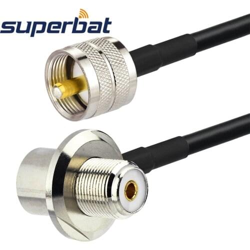 Superbat UHF PL259 Plug to UHF SO239 Jack RA Bulkhead Mount RG58 Cable 20 feet for Vehicle Car SUV Truck CB Radio Ham Radio Two
