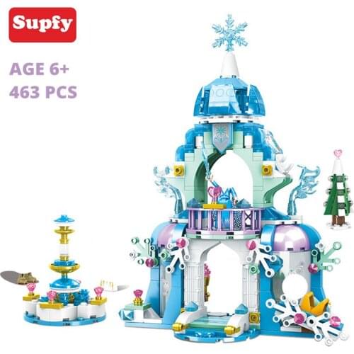 SUPFY 463PCS Ice Castle Building Block Toys Set for Girls DIY Bricks Toy Birthday Gift with 3 Dolls