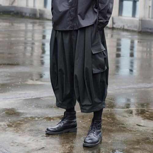 Design Sense Street Casual Loose Bloomers Male Hip-hop Oversize Overalls Large Pocket Wide-leg Pants