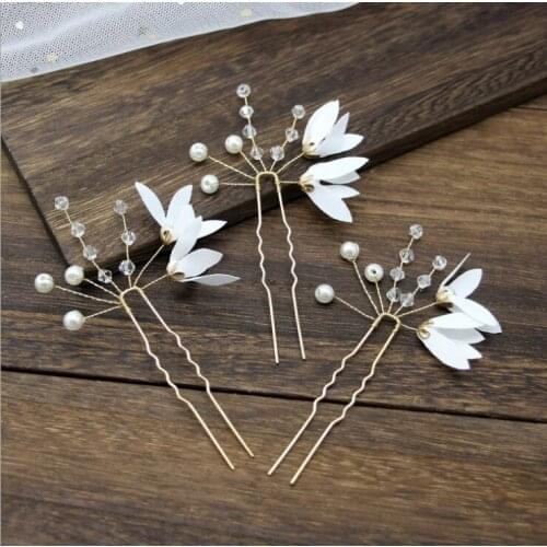 Pearl White Red Flower Hairpins Hairstyles Wedding Bridal Hair Pins Hair Jewelry Accessories Hairwear Girls Hair Clips For Women