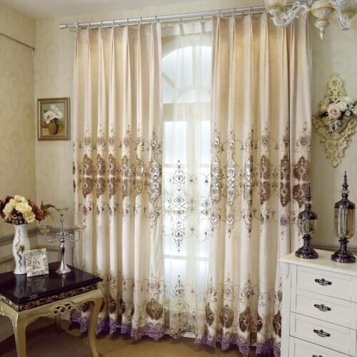 European Chenille Embroidery Shading Curtains for Living Dining Room Bedroom