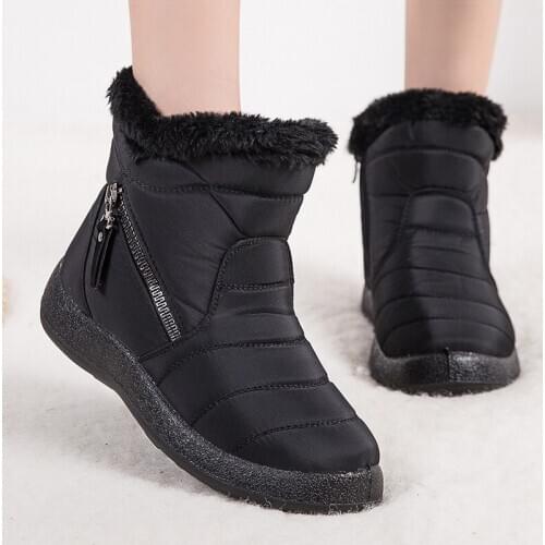 Women Boots 2020 New Winter Boots For Women Waterproof Warm Snow Botas Zipper Ankle Boots Low Heels Winter Shoes Women
