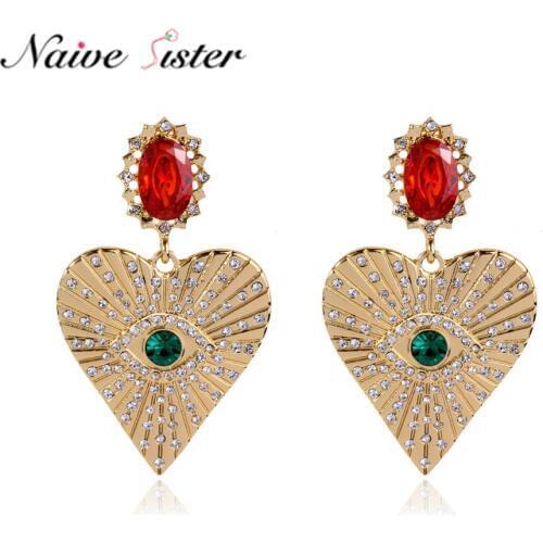 2019 New Hot Heart Drop Earring Women Ladies Girls Evil Devil Eye Earings Party Wedding Crystal Jewelry Christmas Gift Wholesale