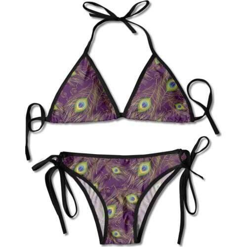 Newest Peacock Feathers Push Up Bikini Female Swimsuit Bikini Set Bathing Suit Women Swimwear V Neck Biquini Bechwear