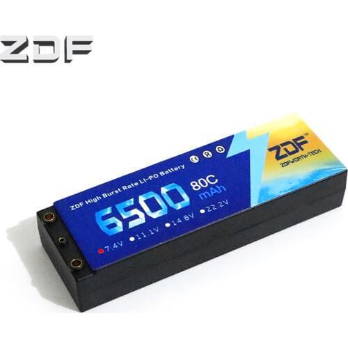 ZDF Lipo Battery 2S 7.4V 6500mAh 80C XT60 T Deans TRX EC5 RC Parts Hard Case For Traxxas Drone Airplanes Cars Boat 4x4 1/8 1/10
