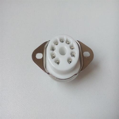 10pcs ceramic tube socket seat GZC9-D 9 pin seat tube socket silver foot for 12At7 12AX7 12AU7 tube amplifier