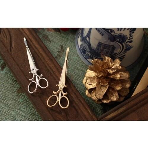2pcs Lot Vintage Sweet Gold/Silver Plated Scissors Shaped Bobby Pin HairPin Clip Barrette Hair Accessories for Women NEW 2016