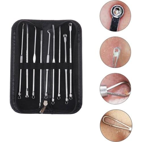 4/5/9Pc/Set Facial Acne Blackhead Remover Needles Extractor Pimple Blemish Comedone Removal Kit Double Head Face Pore Care Tool