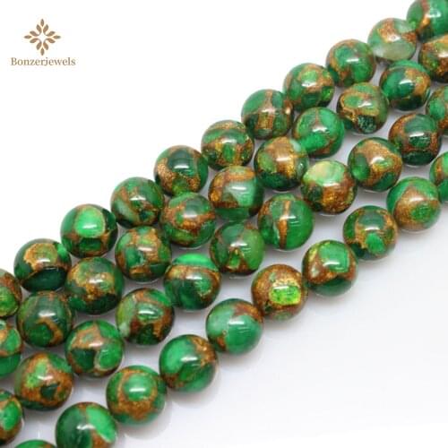 AAA Natural Green Cloisonne Stone Round Loose Beads 15 Inches Strand 6 8 10mm Pick Size For Jewelry Making DIY Bracelet
