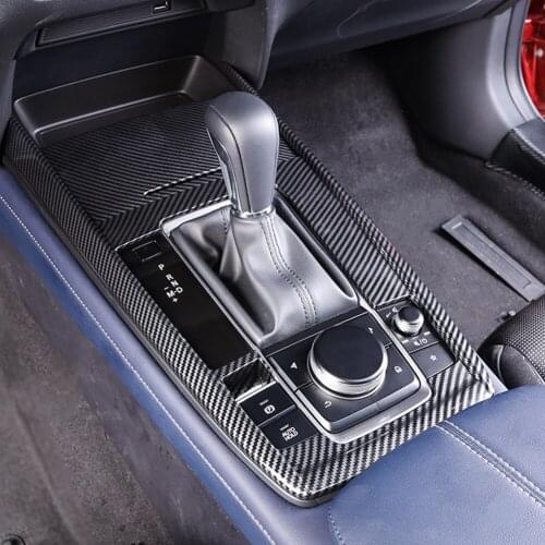 For Mazda Cx-30 2020-2021 Accessories Interior Center Console Water Cup Panel Gear Frame Trim Cover Car Decoration Carbon Fiber
