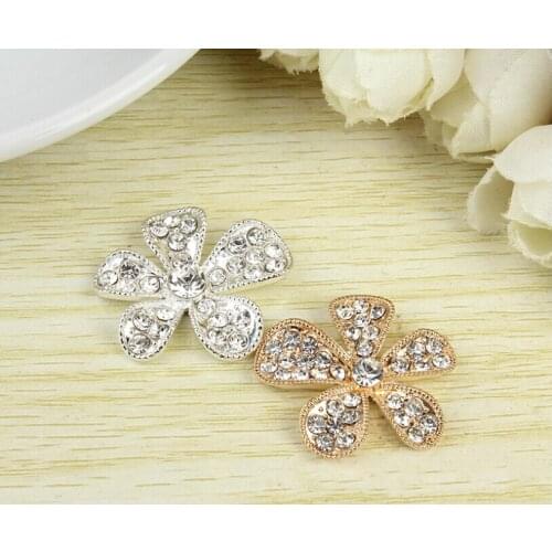 Free Shipping Wholesale 50pcs/lot 27X26mm Rhinestone Flatback Button For Hair Flower Wedding Invitation MEIM001