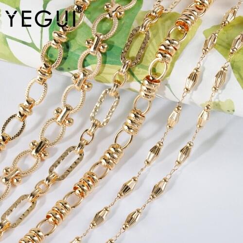 YEGUI C207,diy chain,18k gold plated,0.3microns,copper metal,hand made chain,charms,diy bracelet necklace,jewelry making,1m/lot