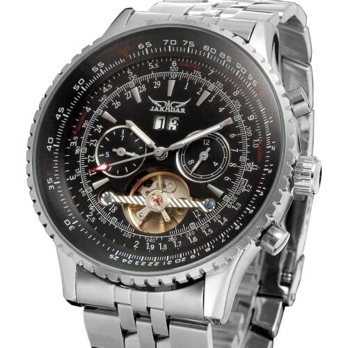 Jaragar New Big Dial Aviator Series Military Scale Gold Elegant Dial Tourbillon Design Mens Watches Luxury Automatic Wrist Watch