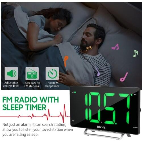 Digital Alarm Clock Radio with Dual Alarm Dimmer LED Display FM Radio Sleep Timer Adjustable Volume Snooze 2 USB Charging Ports