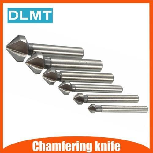 1PC 90 degree Three-edged chamfering knife Woodworking milling cutter opening device 6.3/8.3/10.4/12.4/16.5/20.5mm