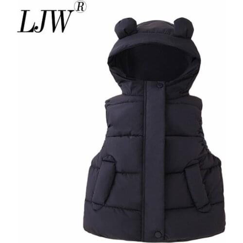 Childrens down cotton vest boys and girls wear vest outside autumn and winter Baby Hooded warm fashion sleeve vest 0-6 years old