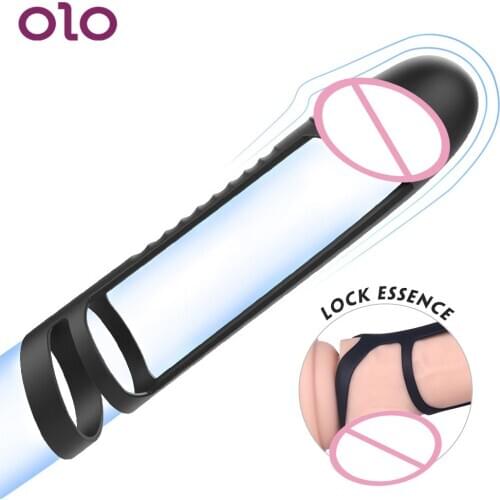 OLO Stropon Dildo Enlargement Penis Enlargement Reusable Cock Ring Silicone Penis Sleeve Sex Toys For Men Delayed Ejaculation