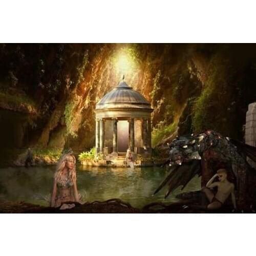 GLymg 5d Diamond Painting Full Drill Diy Diamond Craft Embroidery Diamond Embroidery Mermaid Fantasy Lake Diamond Art Wall