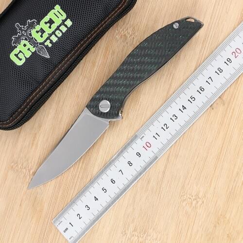 Green Thorn 2020 "HatiOn Zero" D2 blade carbon fiber + TC4 titanium handle outdoor camping practical knife survival EDC tool