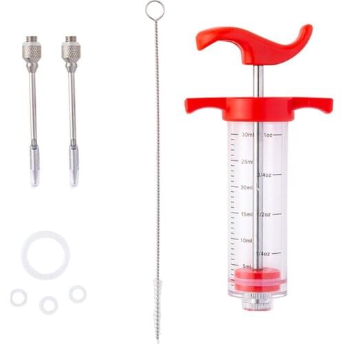 1set Stainless Steel Needle BBQ Flavor Juice Injector Roast Meat Spice Sauce Syringe Set Kithen Cooking Marinade Accessory
