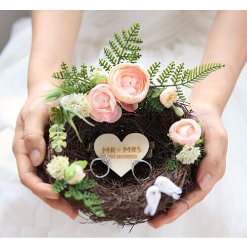 Birds Nest Ring Bearer Pillow Alternative Wedding Ring Holder,DIY Wedding Decoration, Bird Nest Ring Holder Rustic Wedding