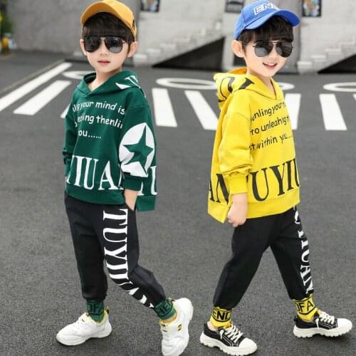 Boys Girls Clothing Sets Spring Autumn Long Sleeve Star Print Children Sport Suits Sportswear 2pcs Suits Kids Hoodies+ Pants 4T