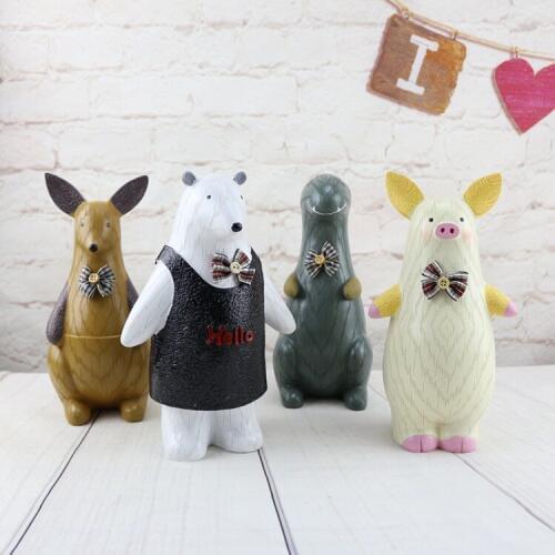 1PC Cartoon Animal Bear Kangaroo Dinosaur Piggy Bank Creative Resin Money Box for Childrens Birthday Gifts MO 017