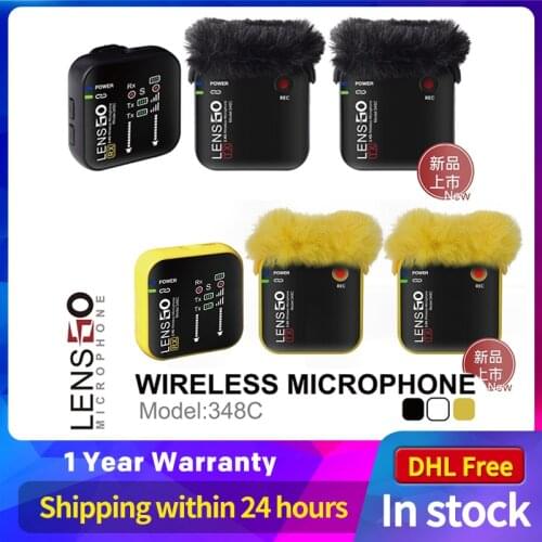 Lensgo 348C 2.4G Wireless Lapel Microphone with charging case Lapel Mic for Phones Cameras Video Recording Interview pk comica