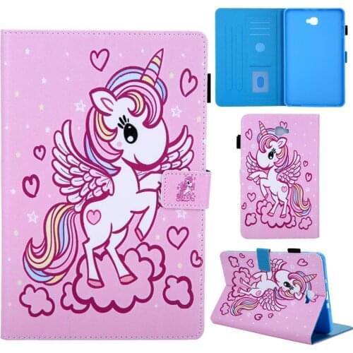 Kawaii Unicorn Cat Cover for Samsung Galaxy Tab A6 10 1 Case a 2016 10.1 SM-T585 SM-T580 T585 Tablet Case Coque Funda +Pen