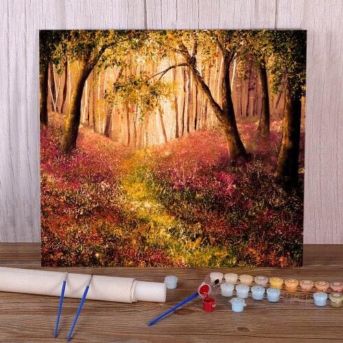 Natural Scenery Evening Grove DIY Paint By Numbers Complete Kit Oil Paints 40*50 Canvas Pictures Wall Decoration For Handiwork