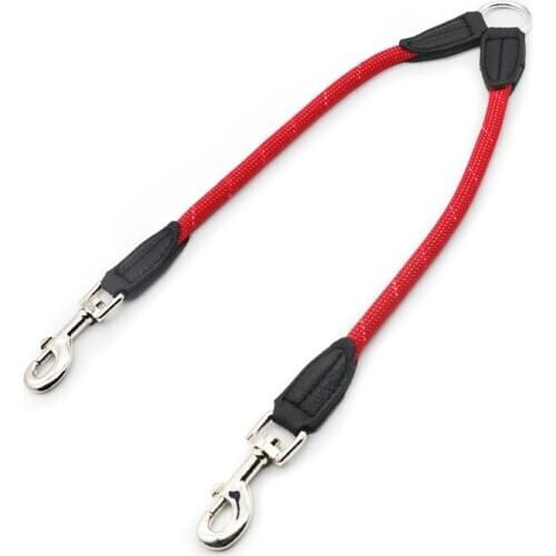 Nylon Dog Double Leash Coupler Reflective Dual Pet Leash Lead No Tangle Walking Training for Small Puppy Medium Large Dogs