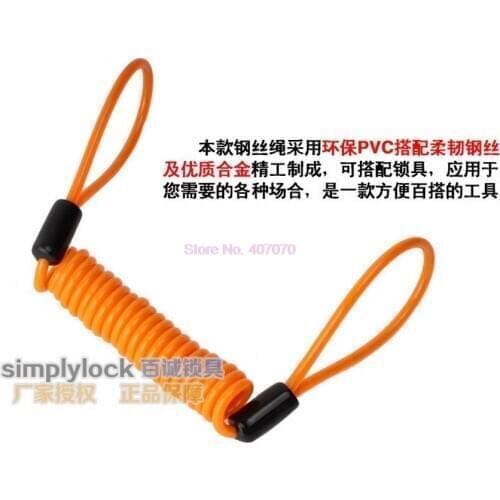 By DHL or Fedex 100pcs 1.2M 1.5M PVC+Alloy Motorcycle Motorbike Scooter Disc Lock Security spring Reminder Cable Safe Locks