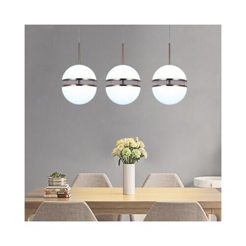 Modern Nordic LED Warm / Cold White Metal Globe Pendant Light with Acrylic Semi-spherical Cord Hanging Light Droplight Bar