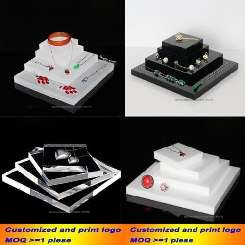 Custom 15mm Thick Acrylic Sheet Block Lttle Doll Holder Cosmetic OrganizerJewelry Display Stand Pad Stamping Ring Bracelet Case