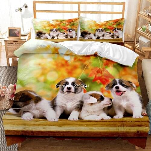 Cute Dog Cat Bed Cover Pillowcase Cute Pet Bedding Set Single Children Students Bedroom Decoration Gifts for Boys and Girls