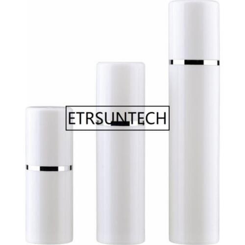 Empty 15ml 30ml 50ml PP Airless Bottles White Airless Vacuum Pump Lotion Bottle with Silver Line Cosmetic Packagings
