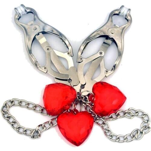 Sex Toys Fetish Toys Metal Female Nipple Butterfly Peach Heart Nipple Clamps