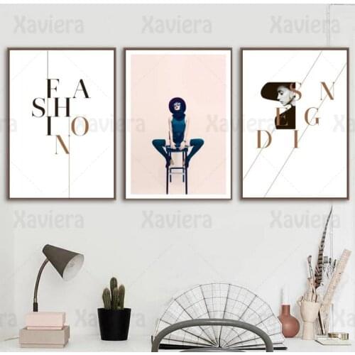 Modern Fashion Woman Girl Wall Art Canvas Painting Nordic Home Design Posters and Prints Decoration for Living Room Girl Room
