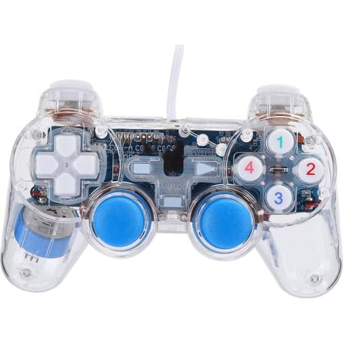 Stylish Handheld USB Wired Game Console Transparent Controller for PS2 PC Computer