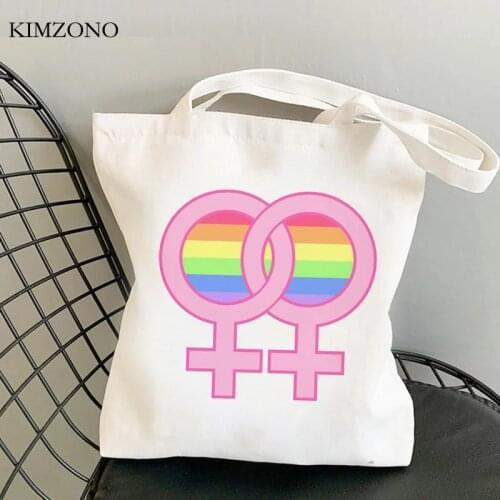Lgbt shopping bag eco bolsa canvas shopper handbag cotton bag ecobag jute cloth reusable sac toile