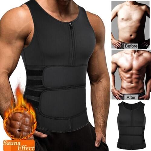 Waist Trainer Sweat Vest for Men Neoprene Sauna Tank Top Compression Workout Corset Slimming Body Shaper Tummy Control Suit
