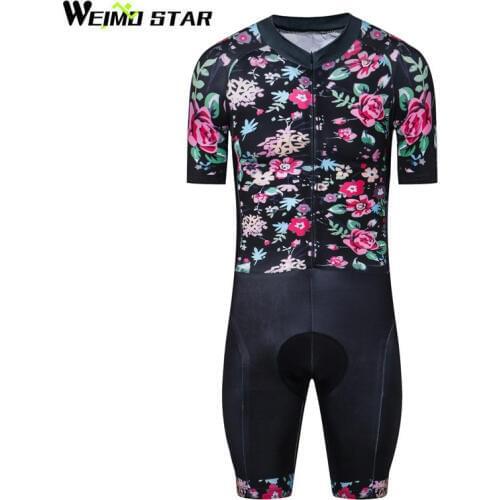 Weimostar Short Sleeve triathlon Cycling Jersey One-piece Cycling Clothing Compression 4D Gel Padded Downhill mtb Bike Jersey