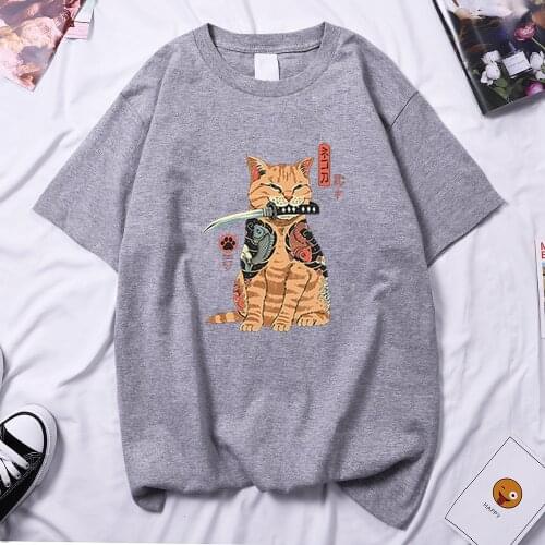 Catana Cat Kawaii Comics Printing Women T Shirt Hip Hop Trendy T-Shirt Comfort Brand T-Shirts 2021 Spring New Women T-Shirt