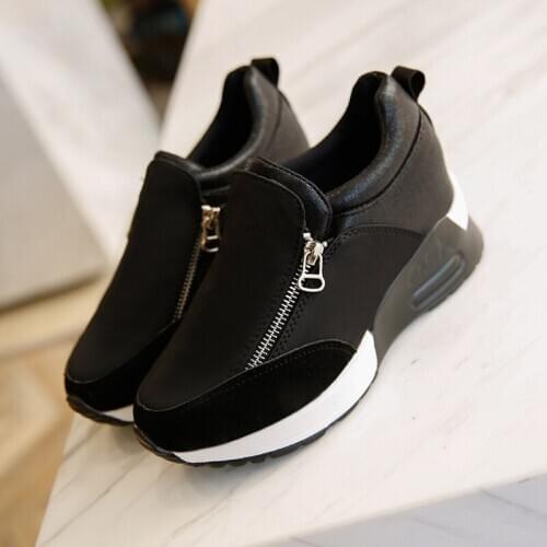 Ladies Black Shoes Woman Wedge Sneakers Large Size Women Shoes Chunky Sneakers Tendencia Mujer 2020 Zapatillas Altas Plataforma