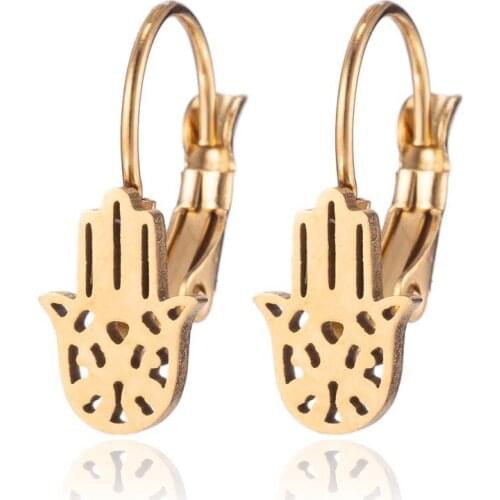 Trendy Stainless Steel Devil Hand Earrings For Women Men Tiny Evil Palm Stud Hook Earings Geometry Jewelry Wedding Party Gift