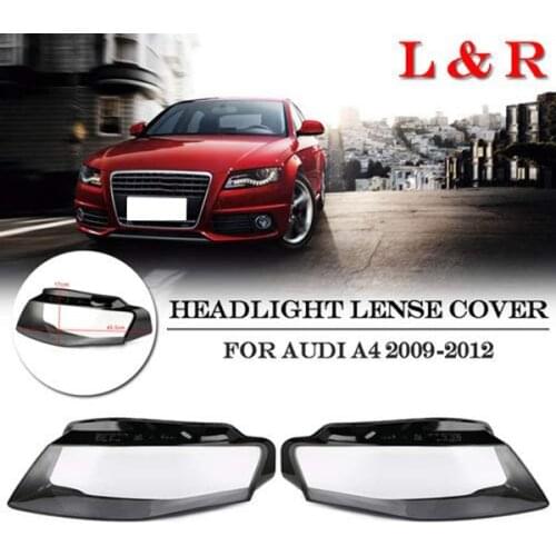 1Pair Front Left&Right Car Headlight Lens Light Cover For A4 B8 2008-2012